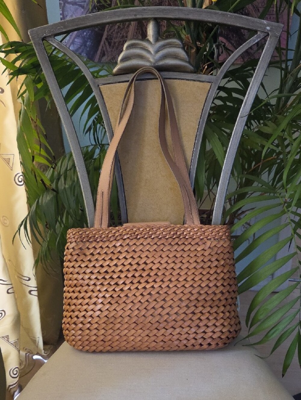 Fossil Woven Leather Tote Bag in Tan - Picture 2 of 11